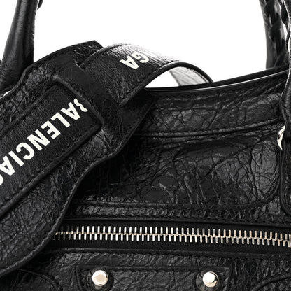 Balenciaga Agneau Classic Hardware S City Logo Strap Black White 10 of 12