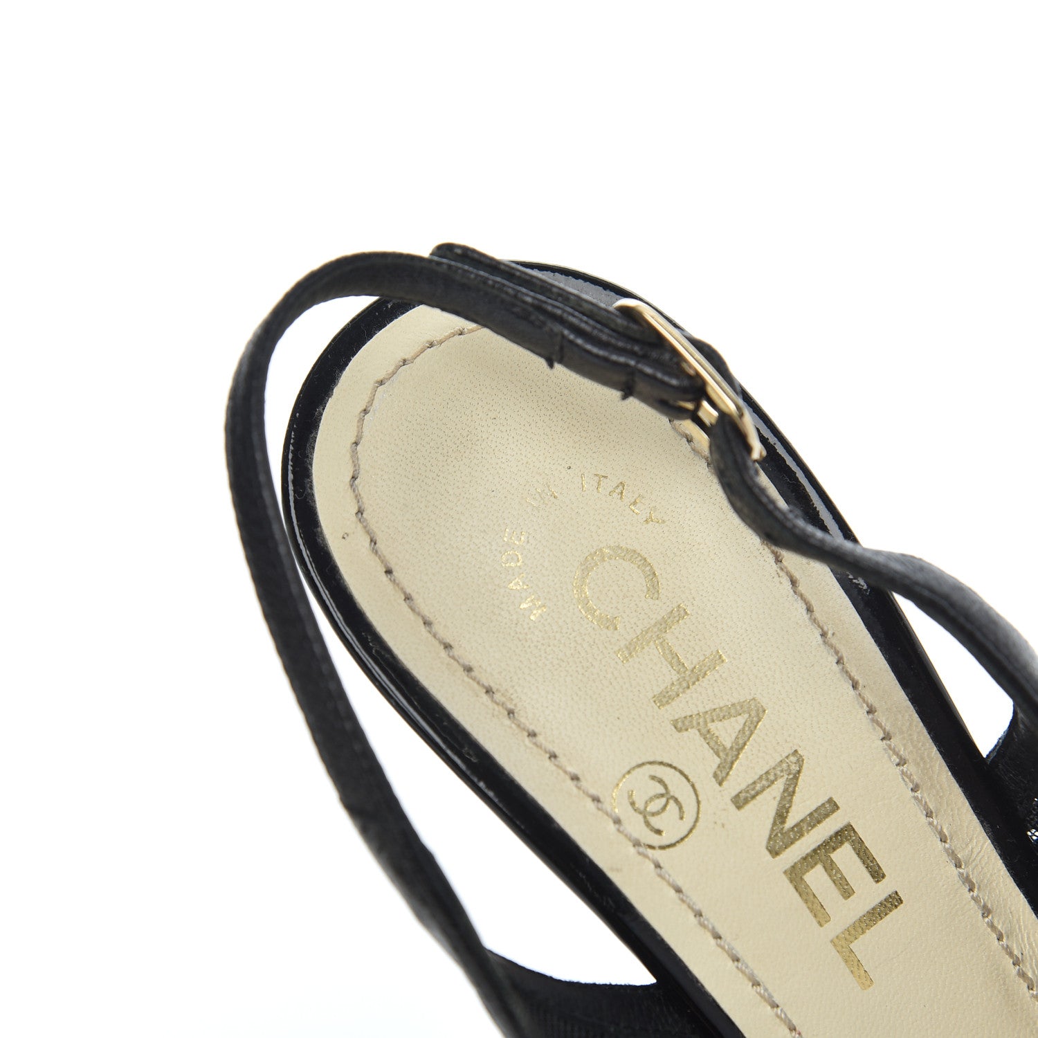 Chanel Lambskin Perforated CC Slingback Pumps 36 Black 7 of 17