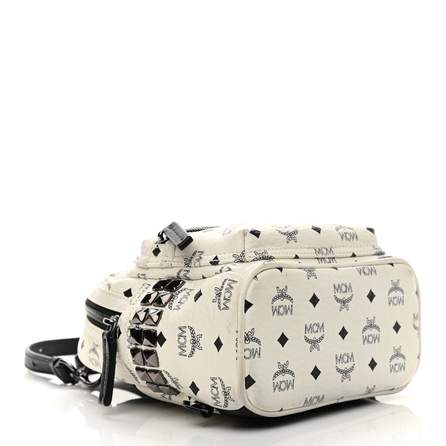 MCM Visetos Side Stud X-Mini Stark Bebe Boo Backpack White 5 of 28