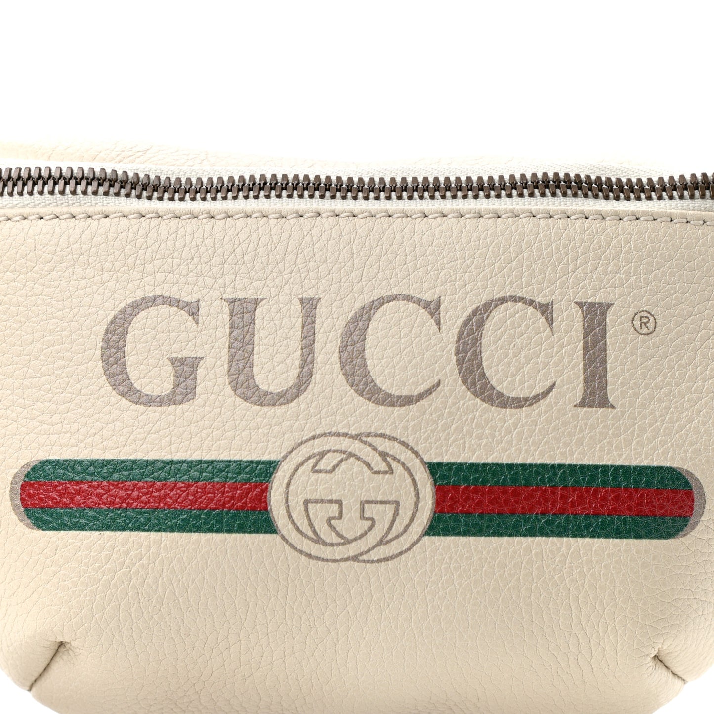Grained Calfskin Small Logo Belt Bag White