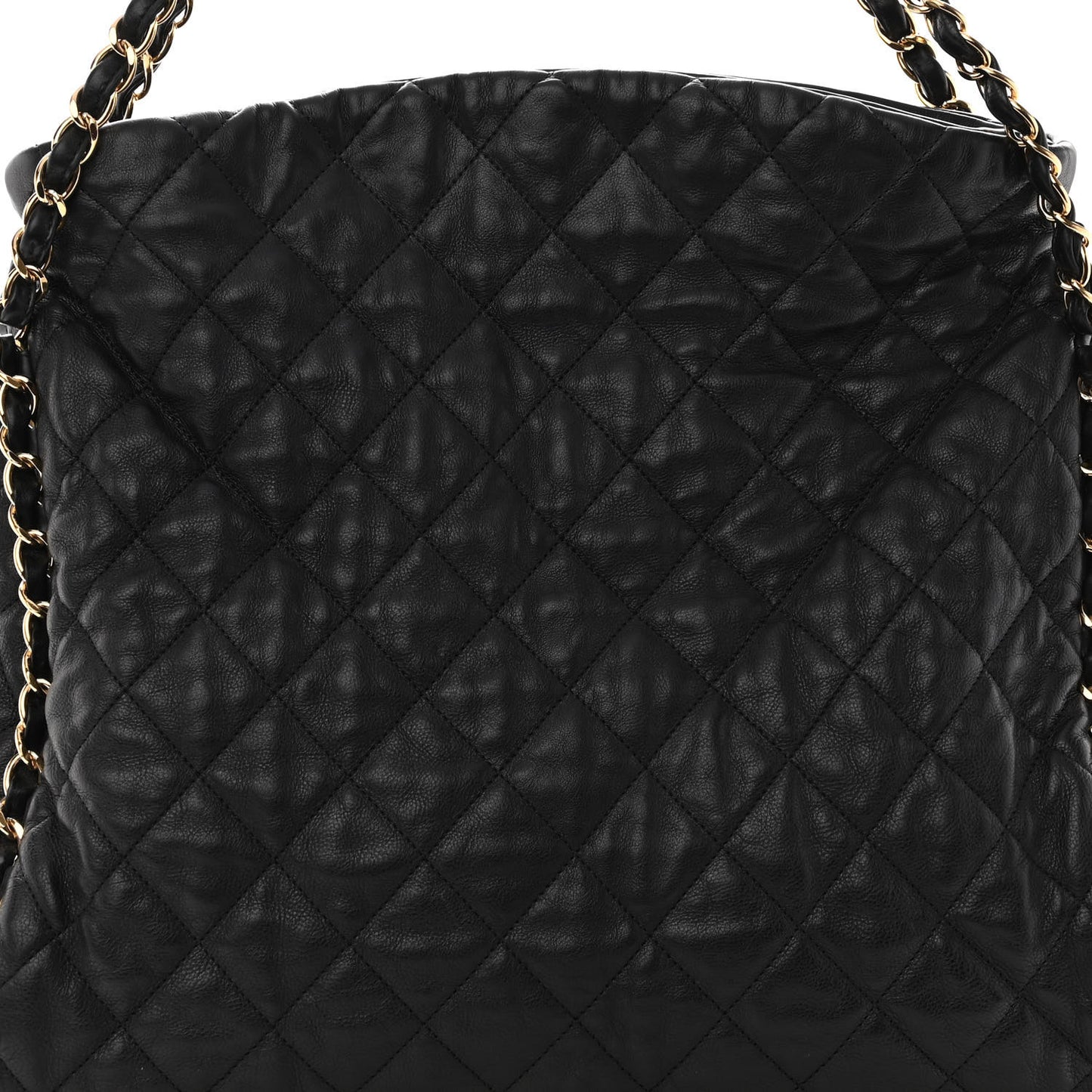 Calfskin Quilted Large Chain Me Hobo Black