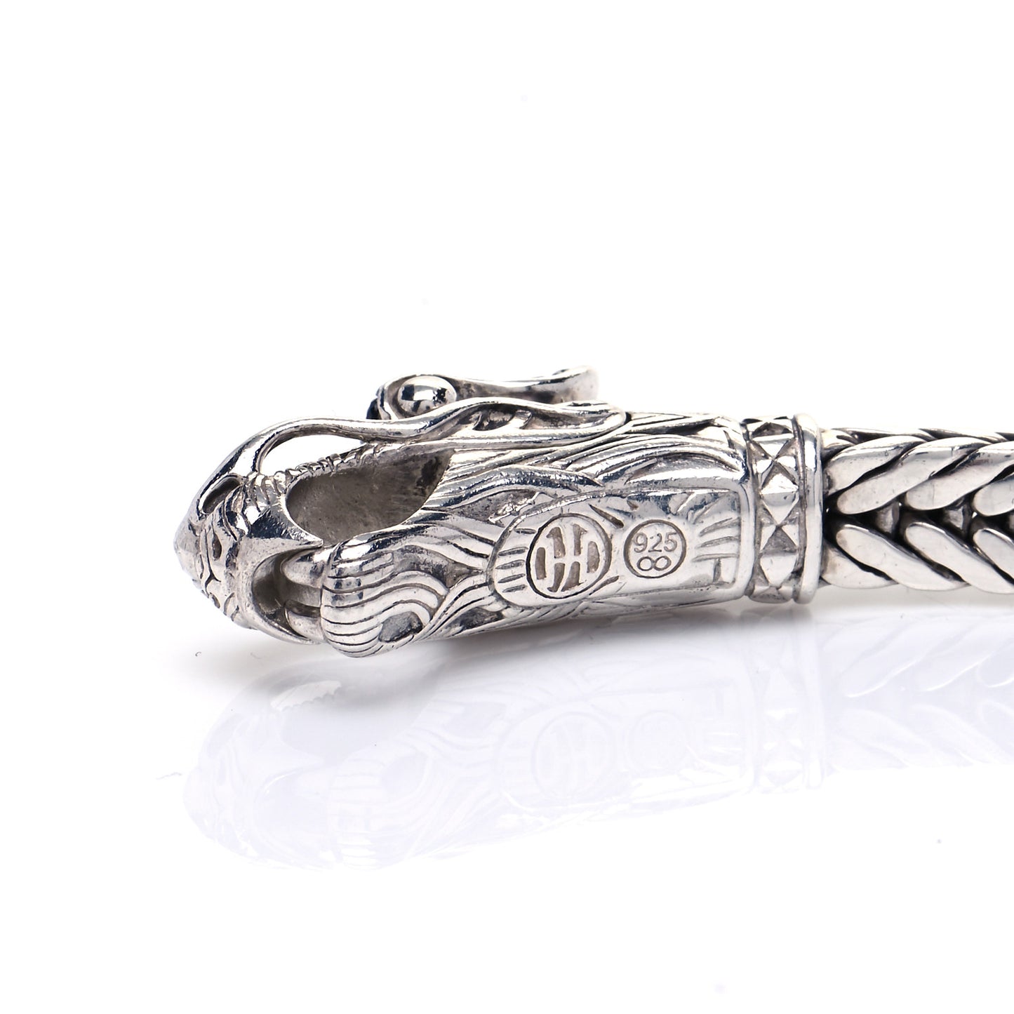Sterling Silver Black Sapphire Legends Naga Station Bracelet