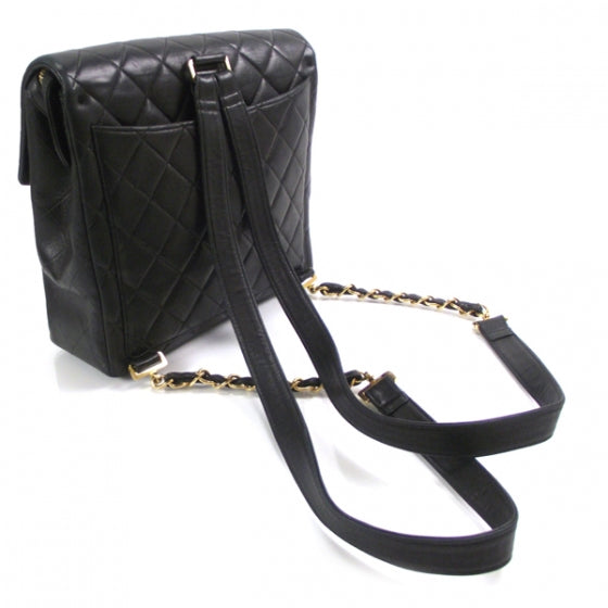 Lambskin Quilted Backpack Black