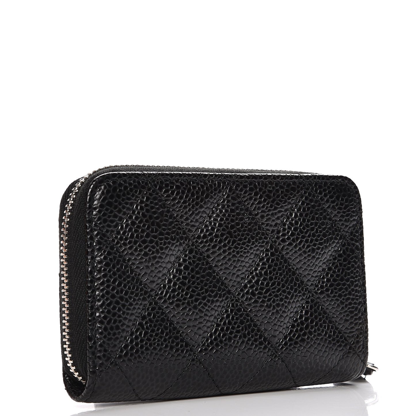 Caviar Quilted Zip Coin Purse Black