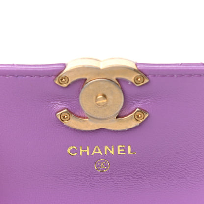 Chanel Lambskin Lacquered Metal Quilted Flap Chain Belt Bag Purple 6 of 13