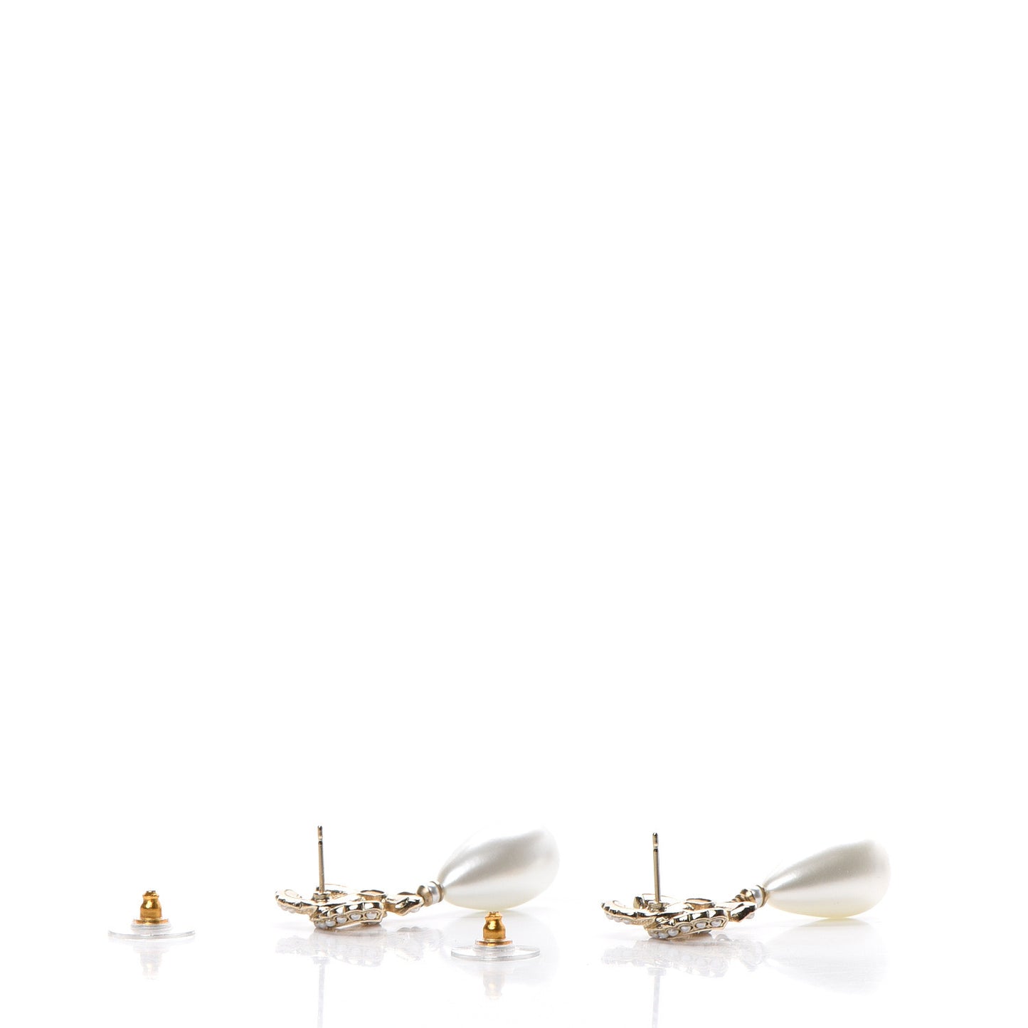 Pearl CC Drop Earrings Gold Pearly White