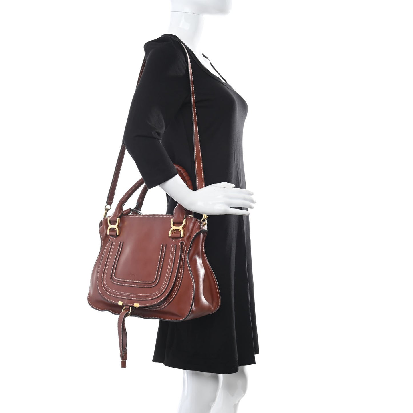 Calfskin Medium Marcie Satchel Brown