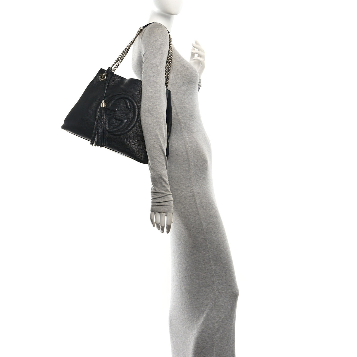 Gucci Pebbled Calfskin Medium Soho Chain Shoulder Bag Black 2 of 10