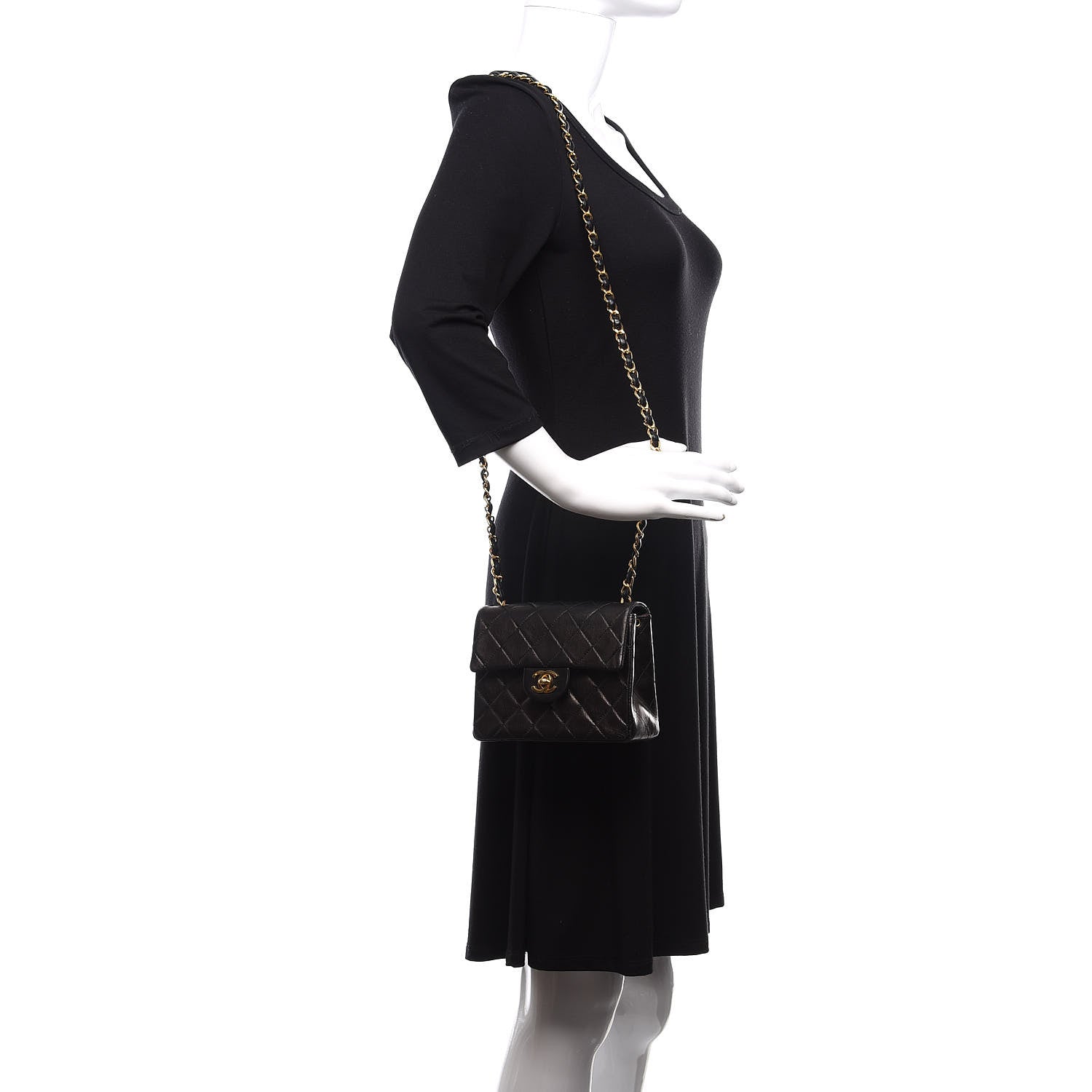Chanel Lambskin Quilted Mini Square Flap Bag Black 2 of 13