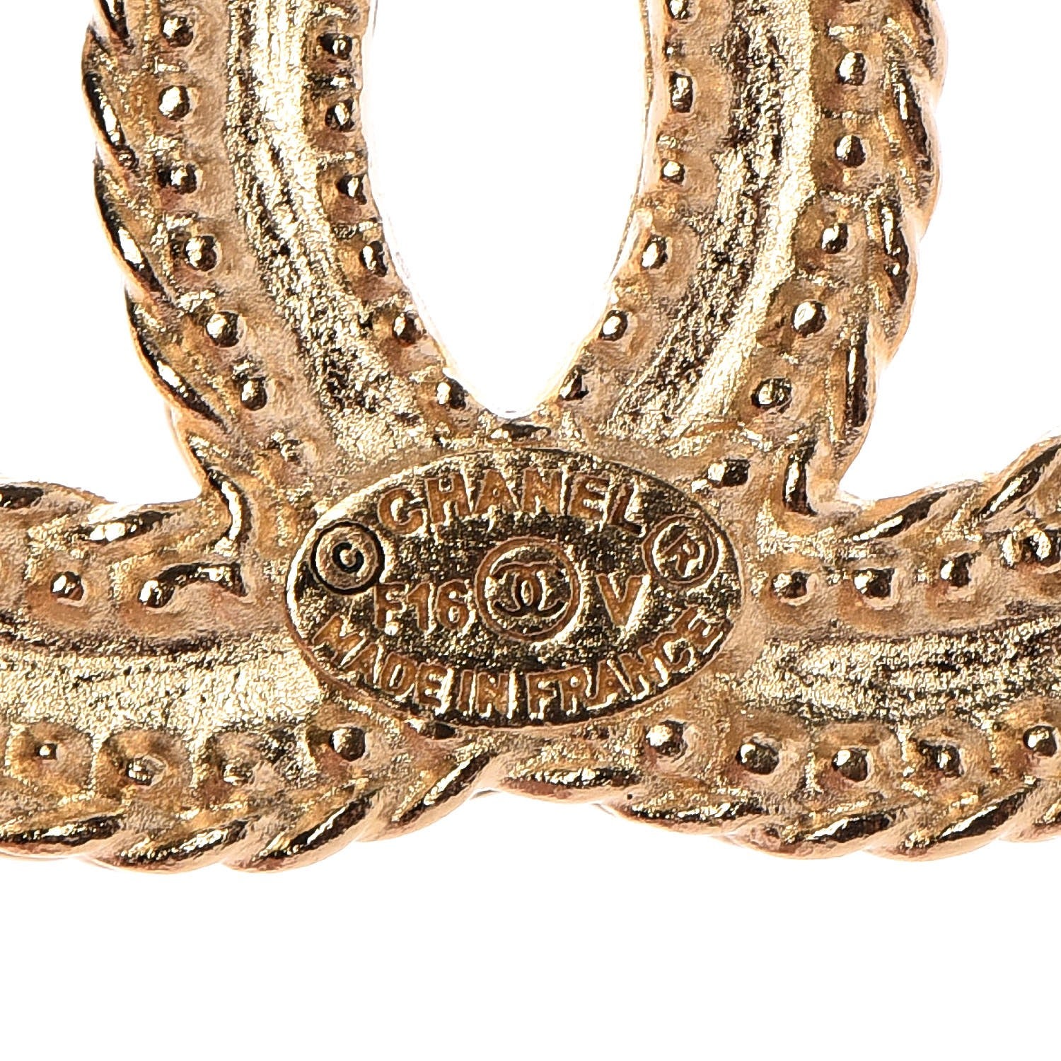 Chanel CC Drop Earrings Matte Gold 3 of 5