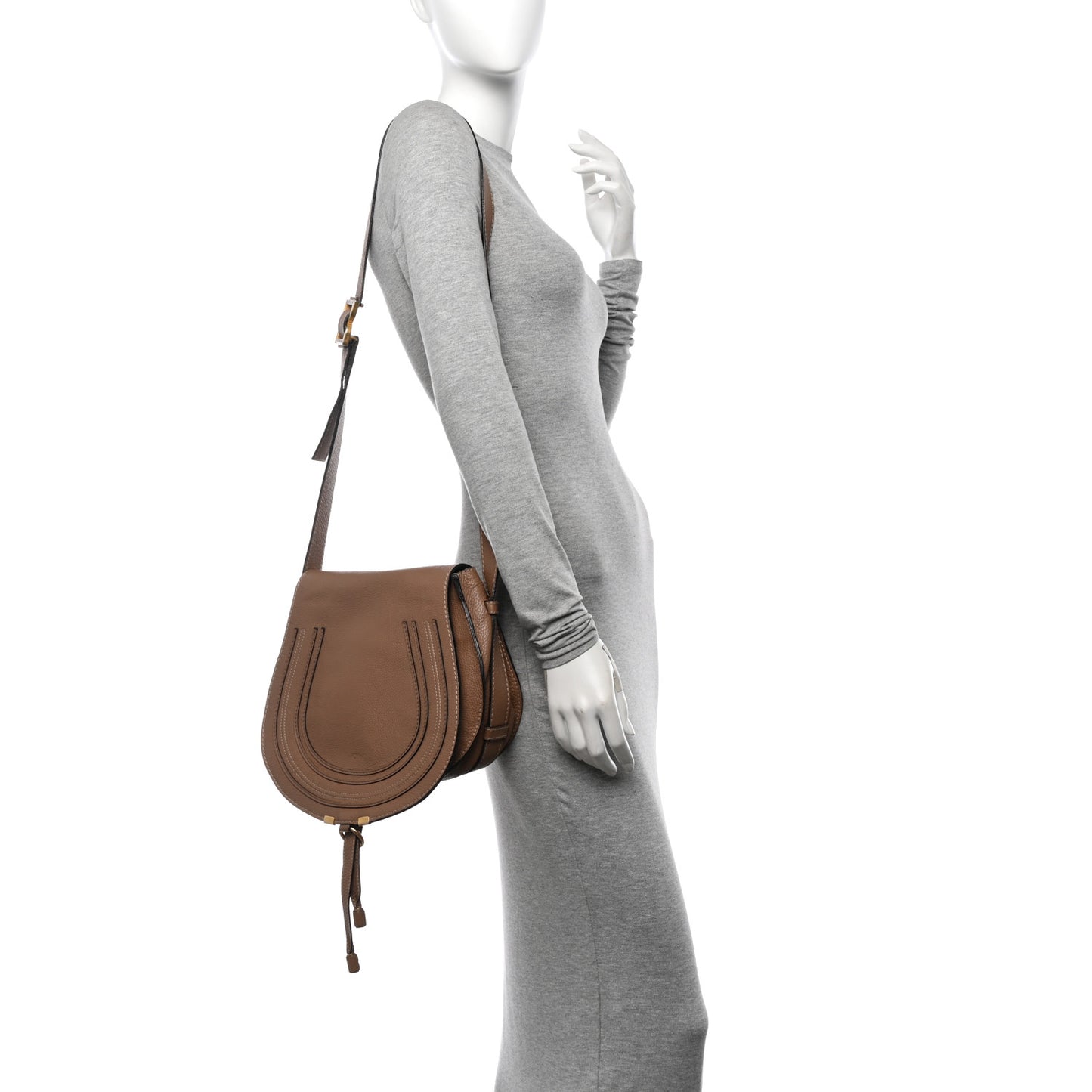 Calfskin Medium Marcie Round Crossbody Bag Nut