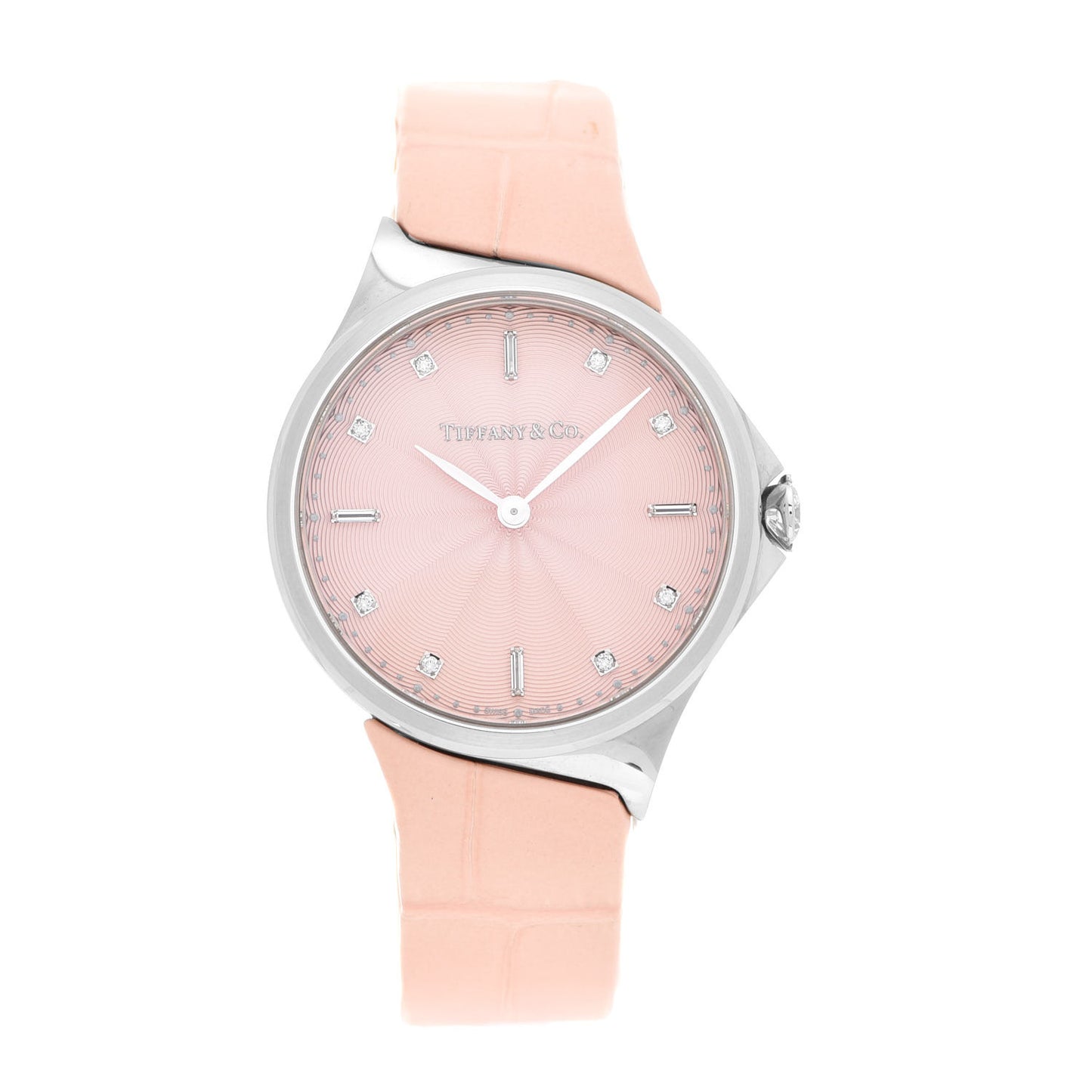 Stainless Steel Alligator Diamond 28mm Metro Quartz Watch Pink