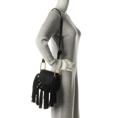 Chloe Calfskin Mini Hudson Fringe Shoulder Bag Black 2 of 7