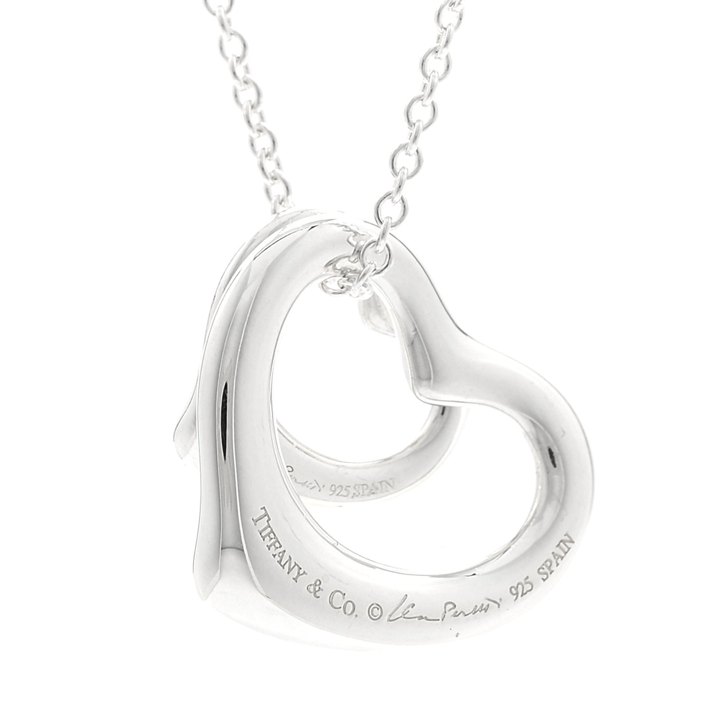 Sterling Silver Elsa Peretti Double Open Heart Pendant Necklace