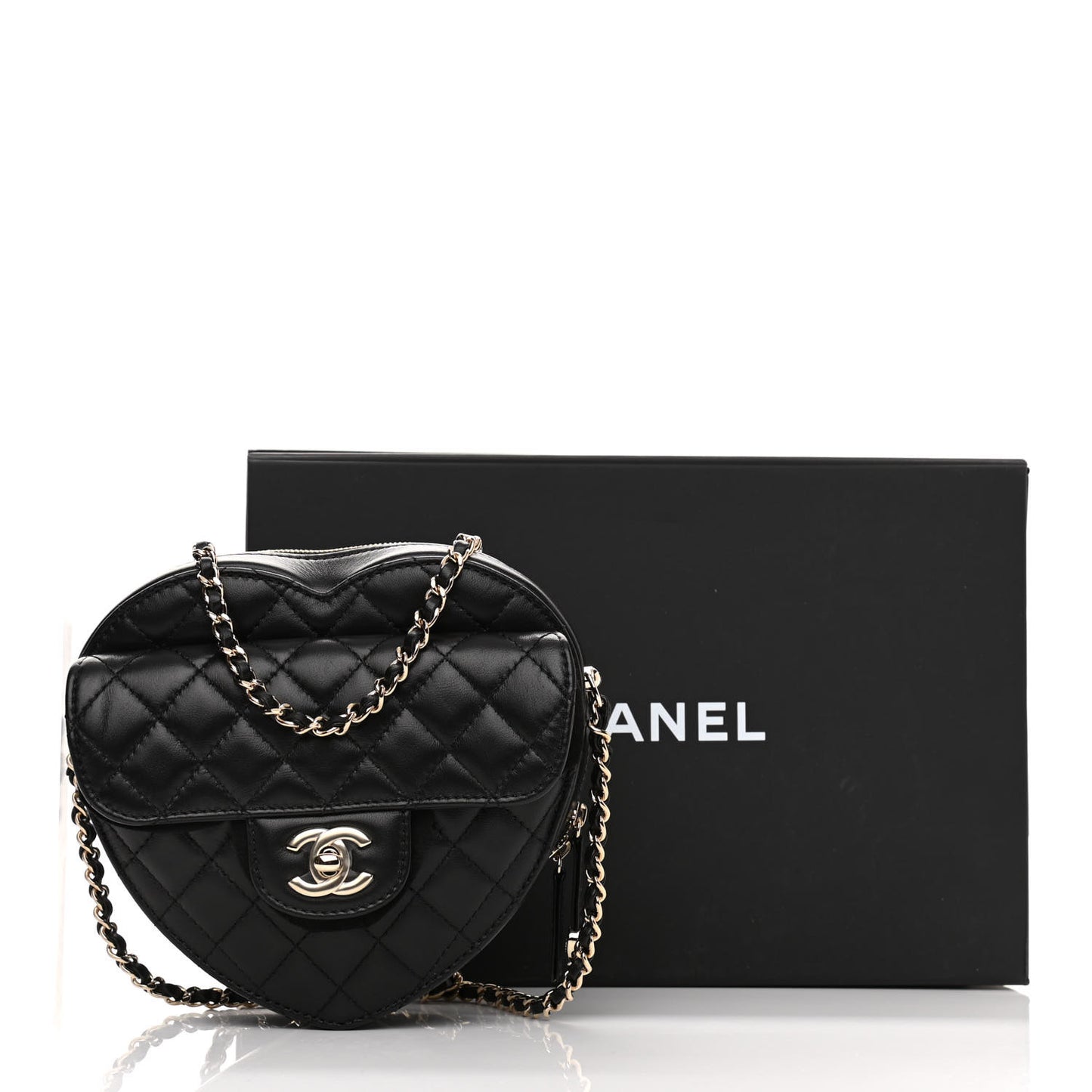 Lambskin Quilted CC In Love Heart Bag Black