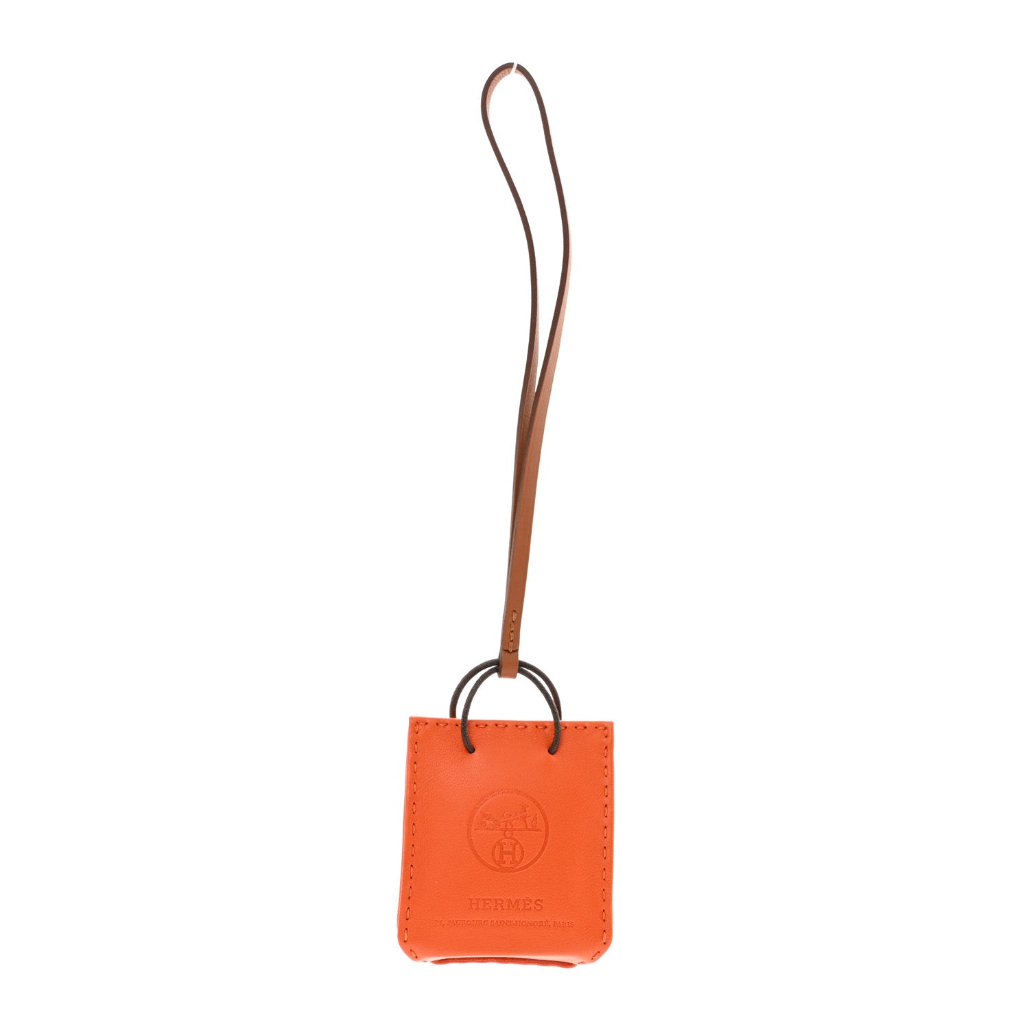 Hermes Milo Lambskin Swift Shopping Bag Charm Feu Gold 1 of 6