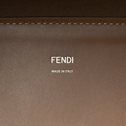 Fendi Glazed Fabric Plexiglass FF Logo Bikini Girls Medium Fendi Sunshine Shopper Tote Bianco Perla Multicolor Miele Scuro 6 of 10