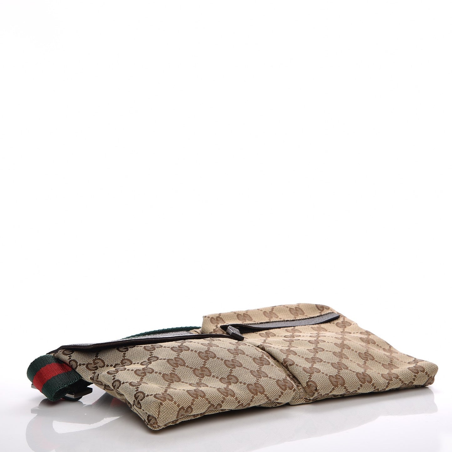 GG Monogram Double Pocket Belt Bag Dark Brown