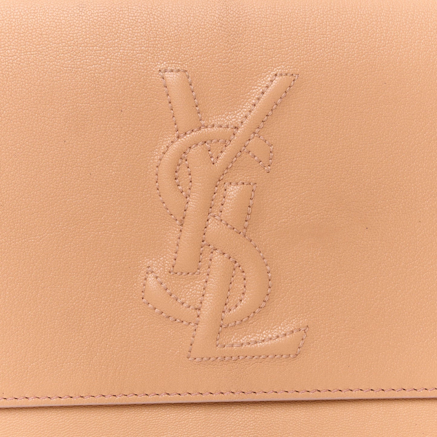 Textured Calfskin Monogram Large Belle De Jour Clutch Beige