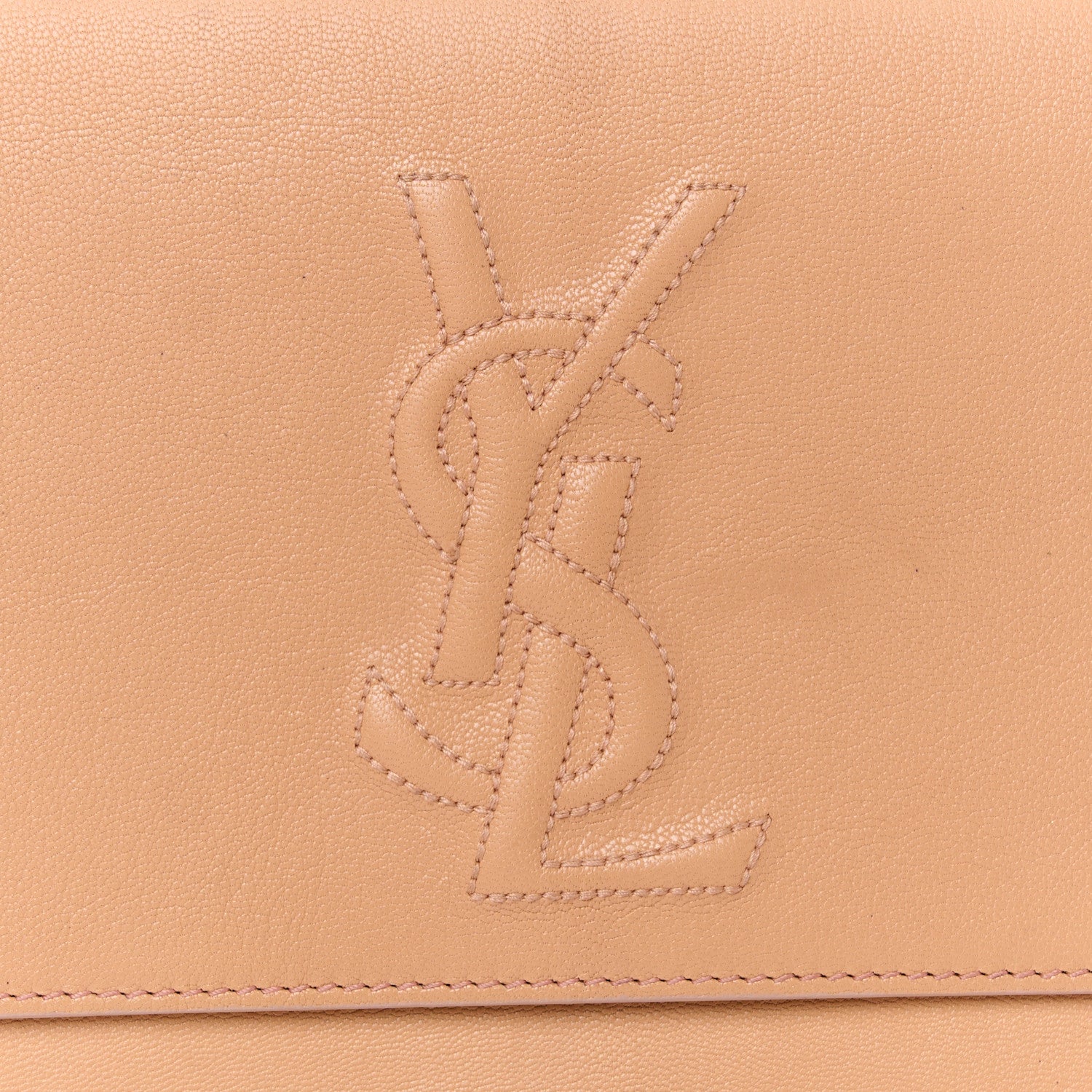Saint Laurent Textured Calfskin Monogram Large Belle De Jour Clutch Beige 7 of 9