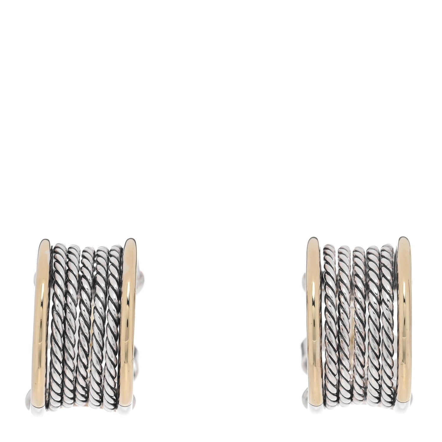 David Yurman Sterling Silver 18K Yellow Gold Origami Earrings 1 of 4