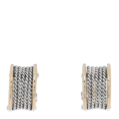 David Yurman Sterling Silver 18K Yellow Gold Origami Earrings 1 of 4