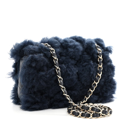 Chanel Shearling Lambskin Quilted Flap Navy Blue 3 of 10