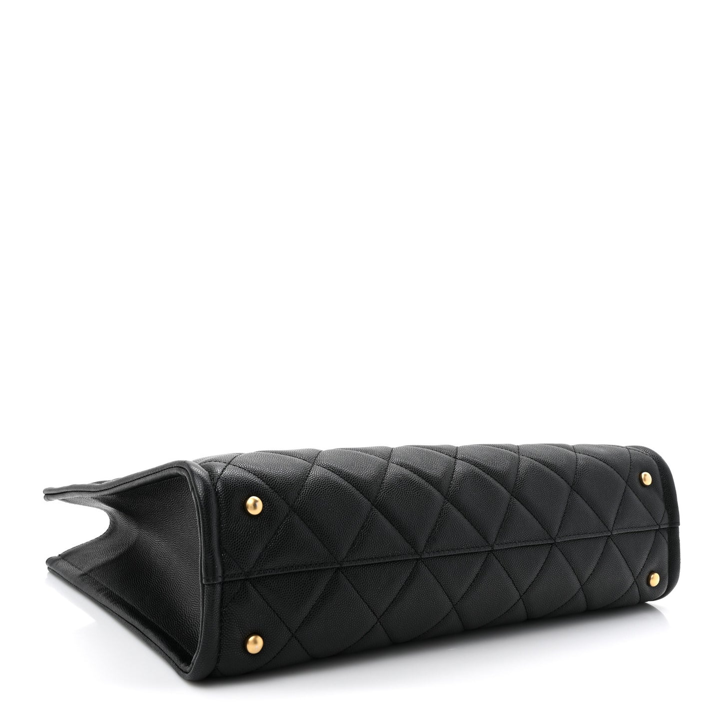Caviar Quilted Chain Large Shopping Tote With Coin Purse Black