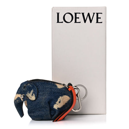 Loewe Denim Calfskin Elephant Coin Purse Bag Charm Key Holder Blue Multicolor 15 of 15