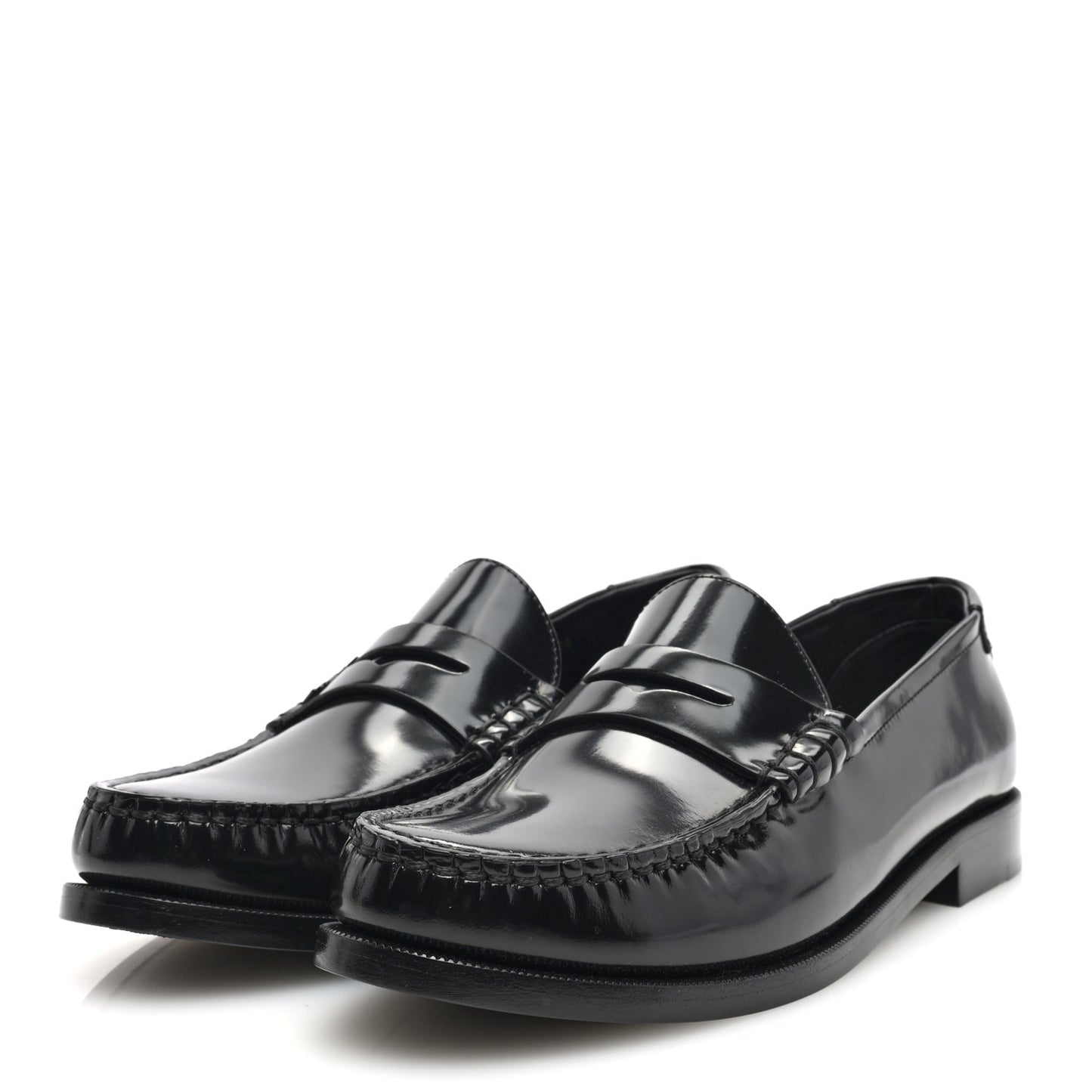 Patent Calfskin Penny Loafers 39 Black