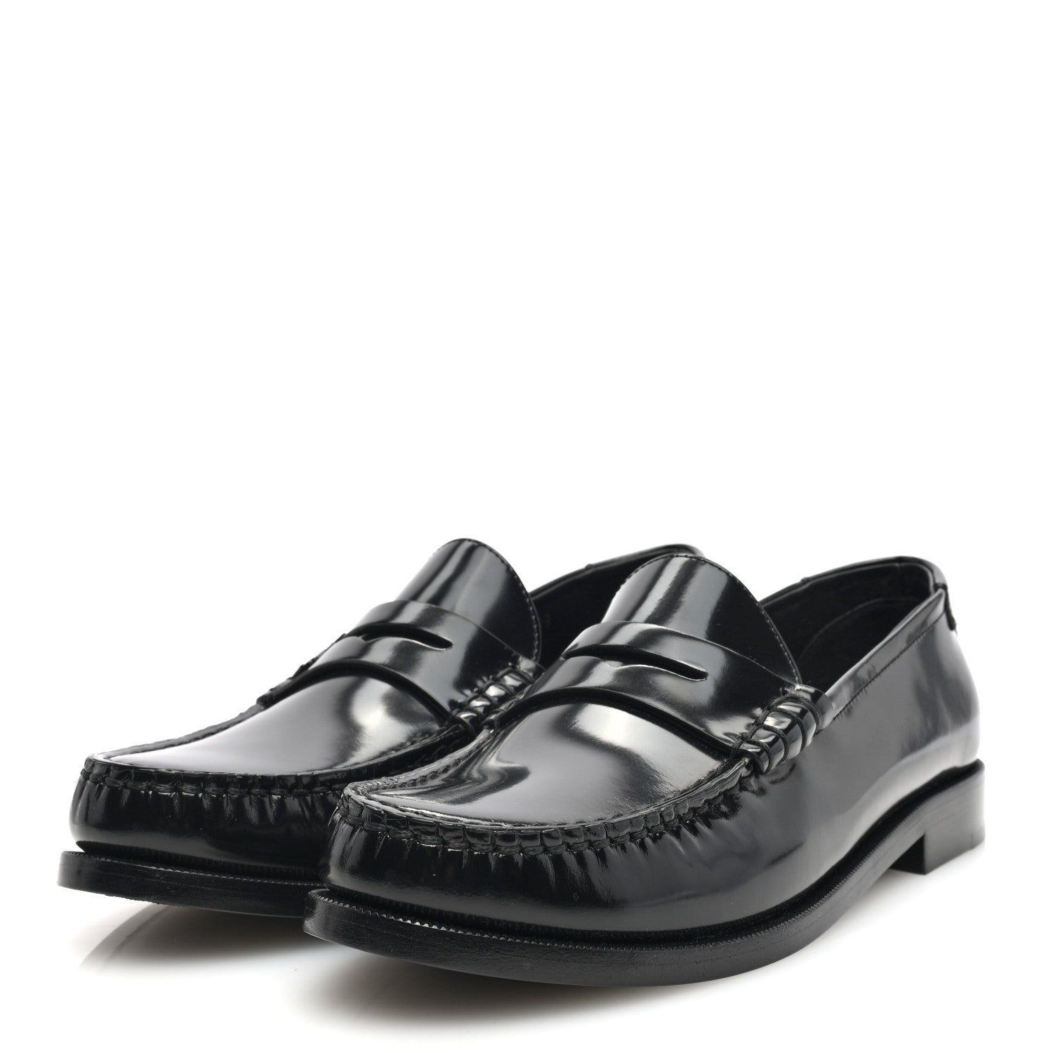 Saint Laurent Patent Calfskin Penny Loafers 39 Black 3 of 8