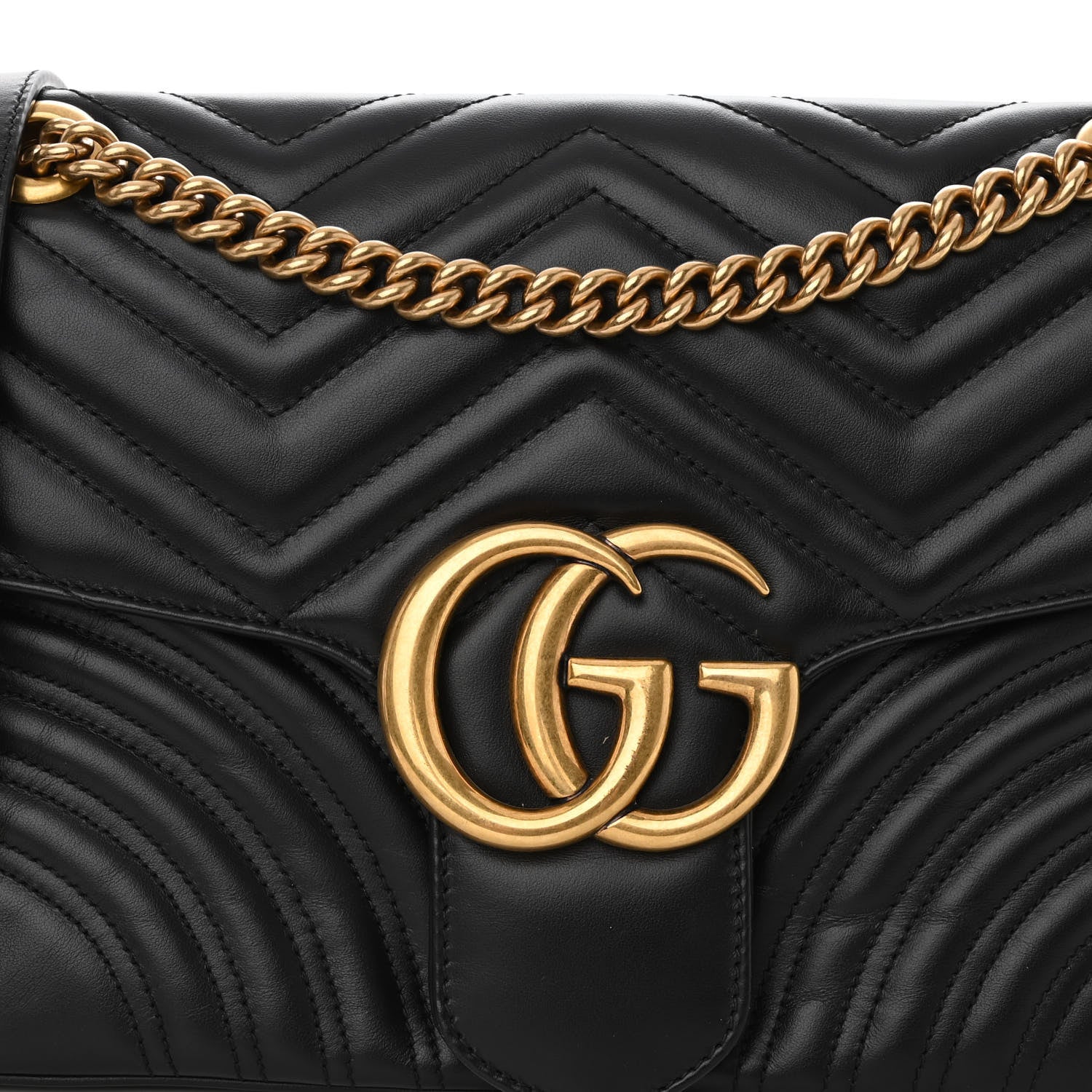 Gucci Calfskin Matelasse Medium GG Marmont Shoulder Bag Black 8 of 10