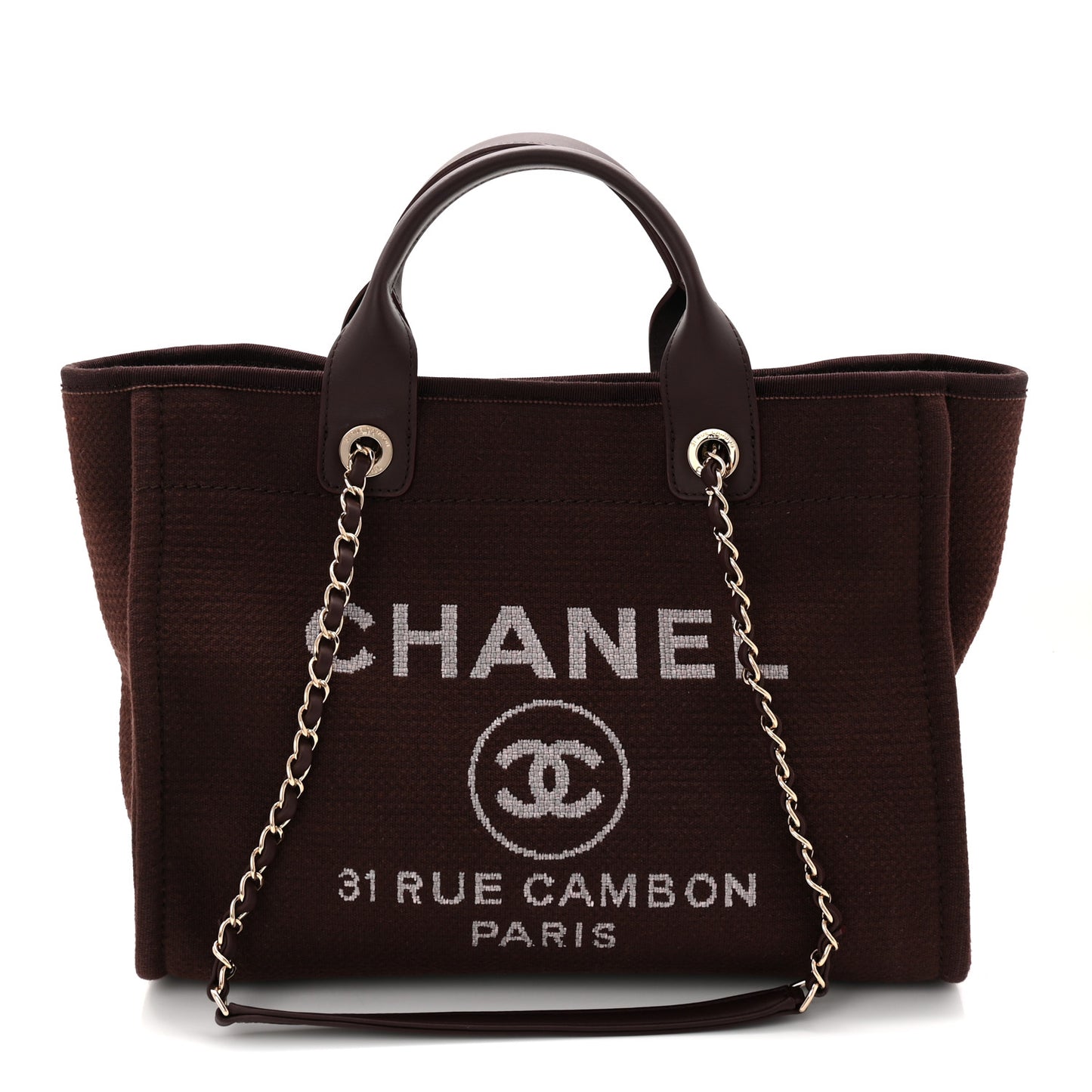 Mixed Fibers Calfskin Small Deauville Tote Burgundy