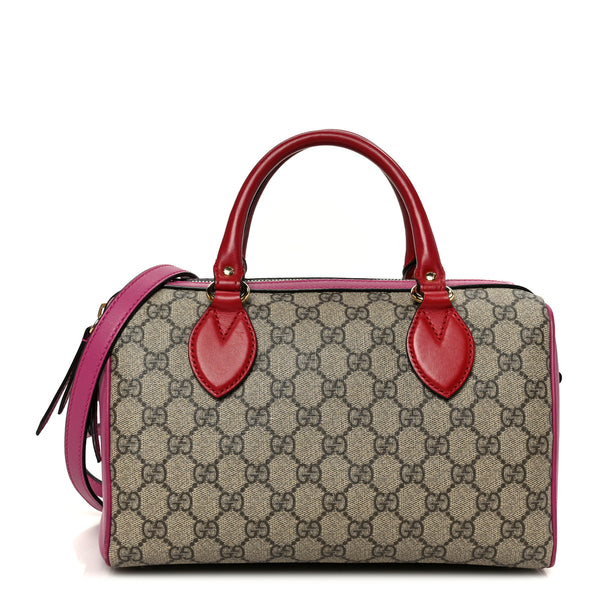 Gucci GG Supreme Monogram Moon Calfskin Small Boston Beige Ebony