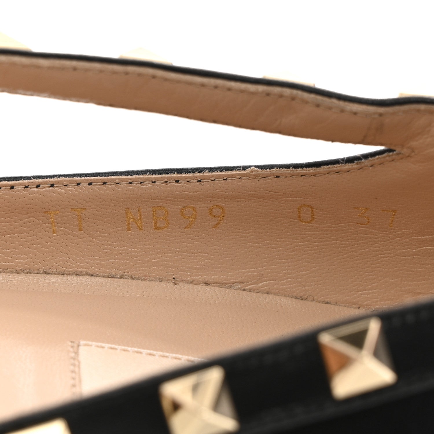 Valentino Garavani Calfskin Nappa Rockstud D'Orsay Strap Flats 37 Black Poudre 9 of 10
