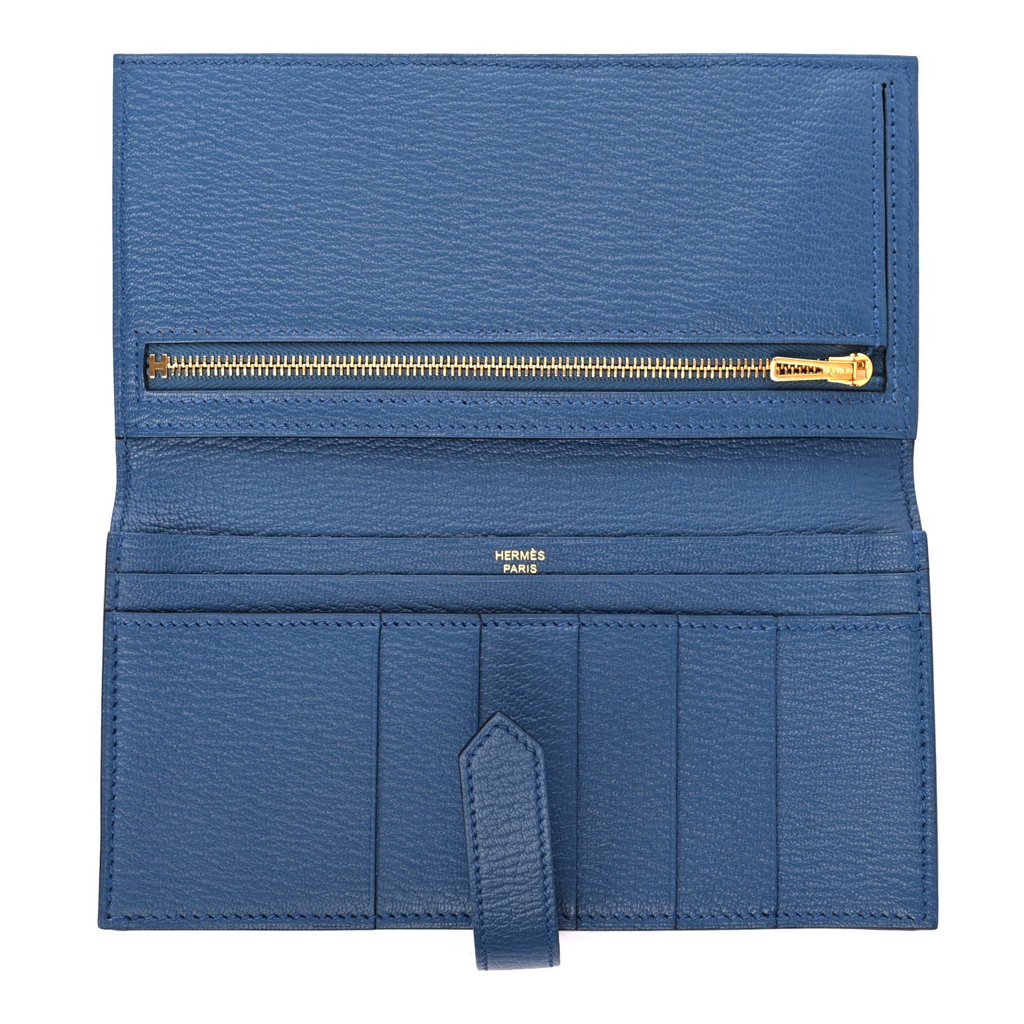 Chevre Mysore Bearn Gusset Wallet Bleu Agate