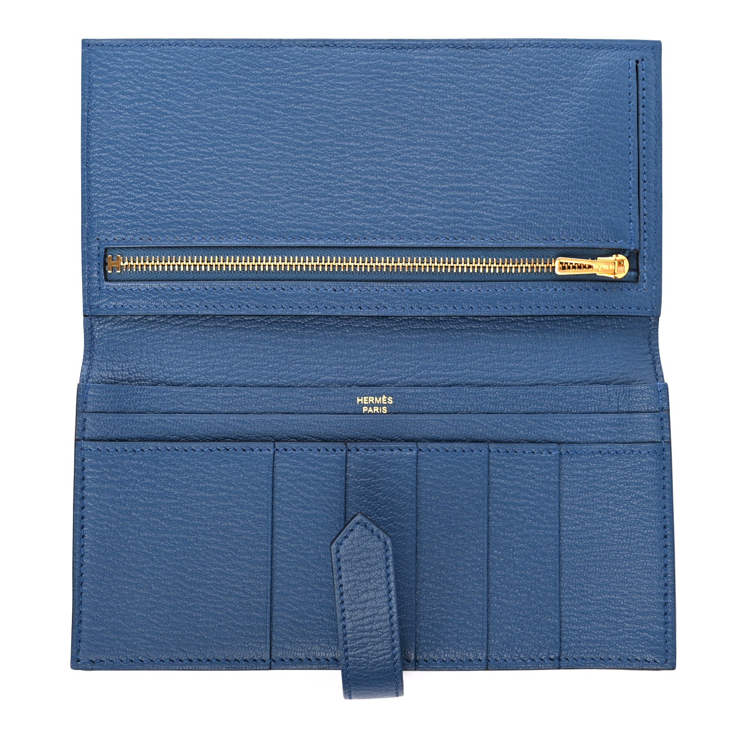 Hermes Chevre Mysore Bearn Gusset Wallet Bleu Agate 5 of 7