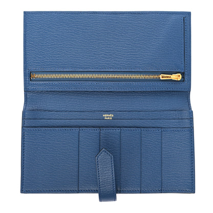 Hermes Chevre Mysore Bearn Gusset Wallet Bleu Agate 5 of 7