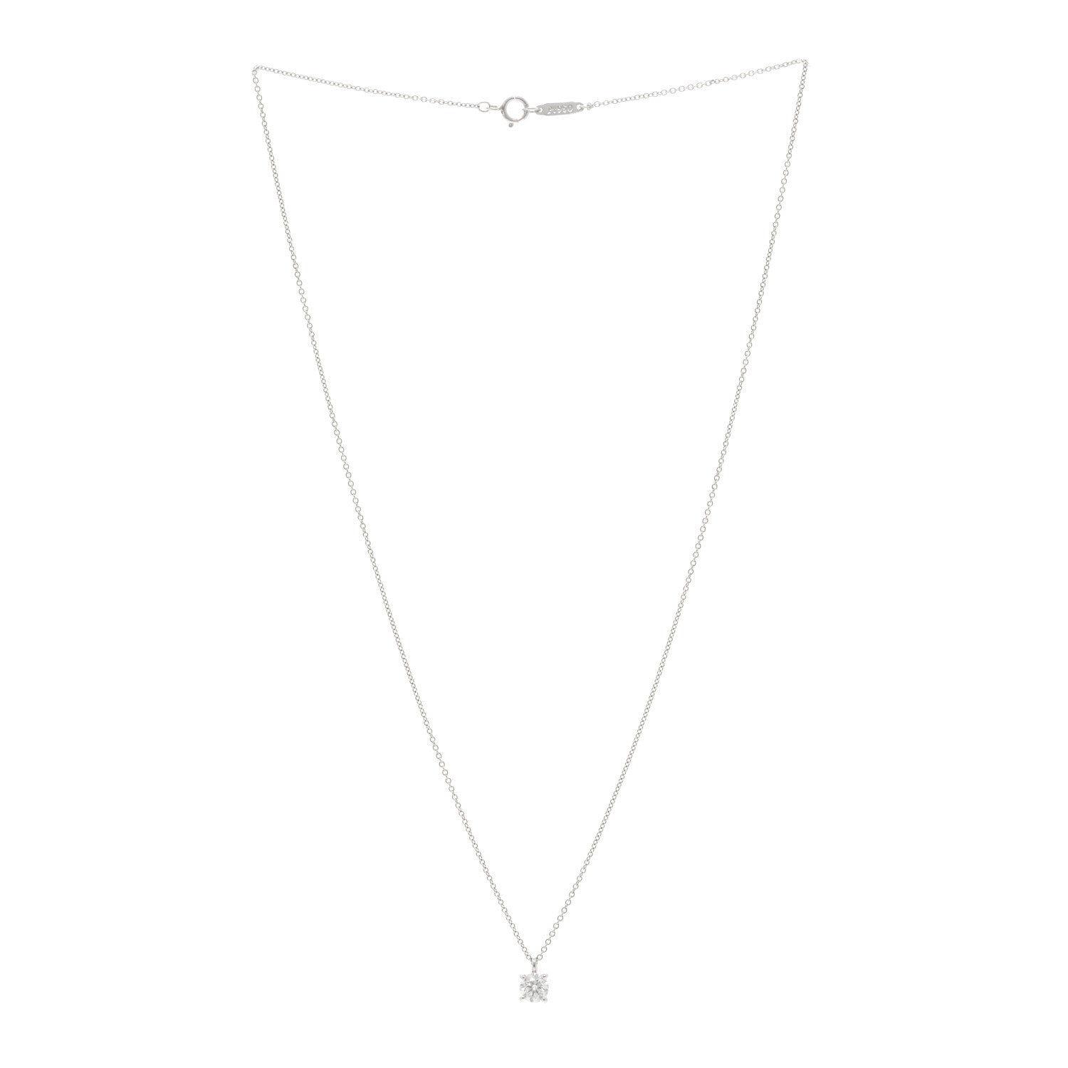 Tiffany Platinum Diamond .52ct Solitaire Pendant Necklace 3 of 5