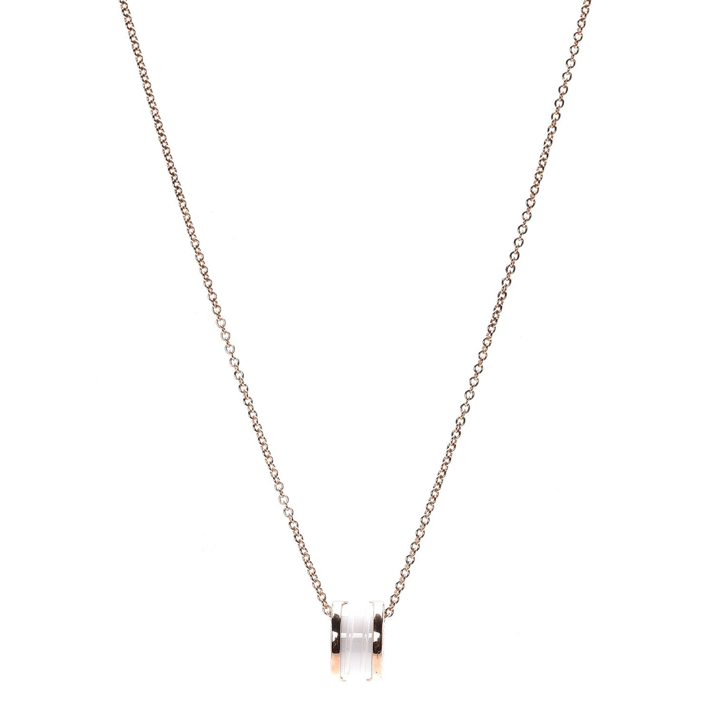18K Rose Gold White Ceramic B.Zero1 Pendant Necklace