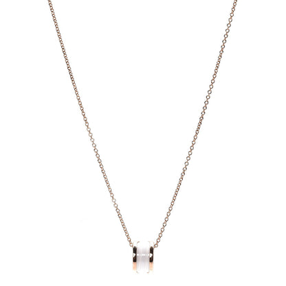 Bulgari 18K Rose Gold White Ceramic B.Zero1 Pendant Necklace 1 of 7