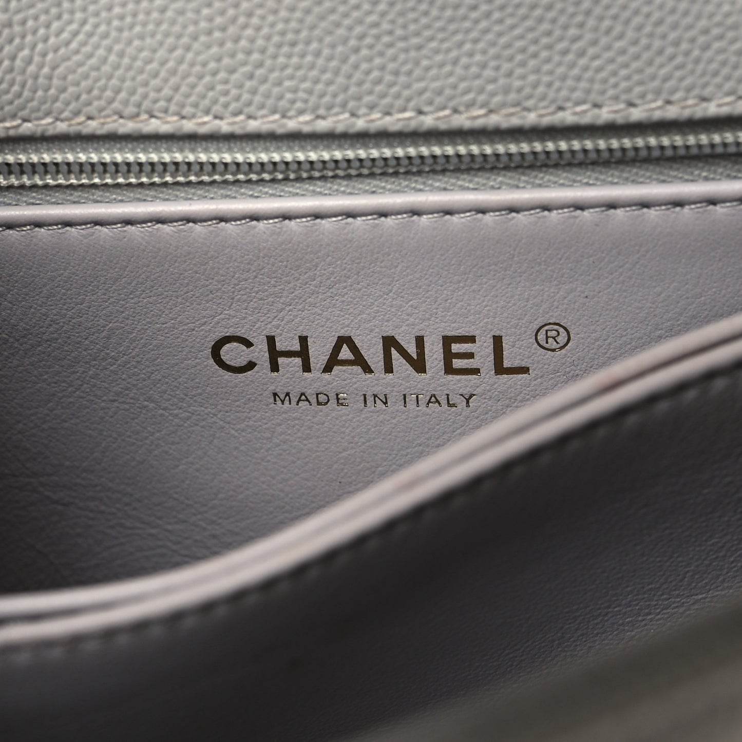 Caviar Quilted Mini Coco Handle Flap Light Grey