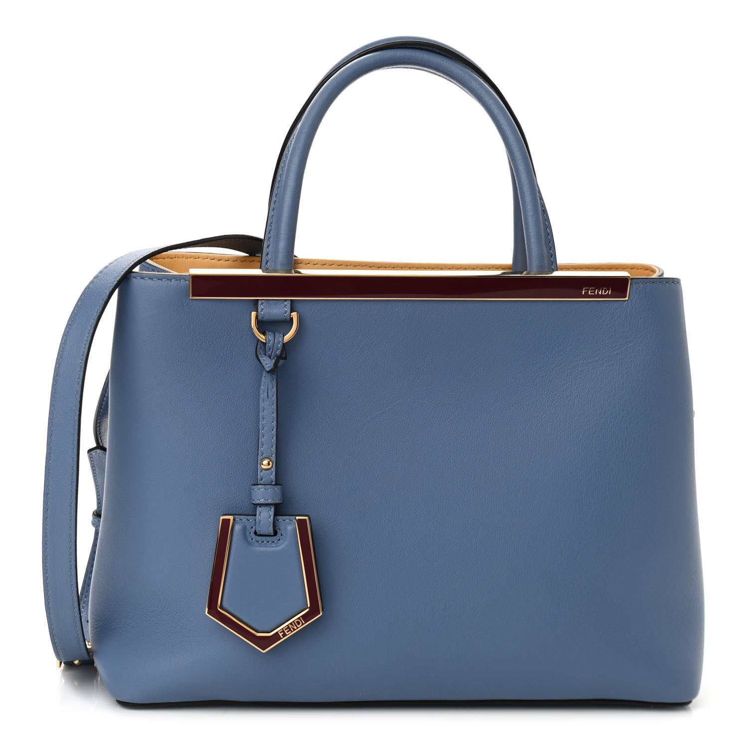 Fendi Vitello Dolce Century Petite 2Jours Tote Blue 1 of 9