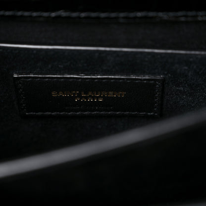 Saint Laurent Calfskin Crocodile Embossed Medium Monogram Sunset Black 7 of 9