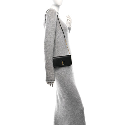 Saint Laurent Calfskin Monogram Cassandre Phone Holder With Strap Black 2 of 10
