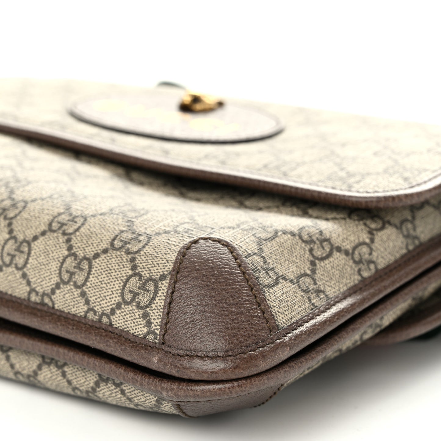 GG Supreme Monogram Web Neo Vintage Double Flap Messenger Bag Beige New Acero
