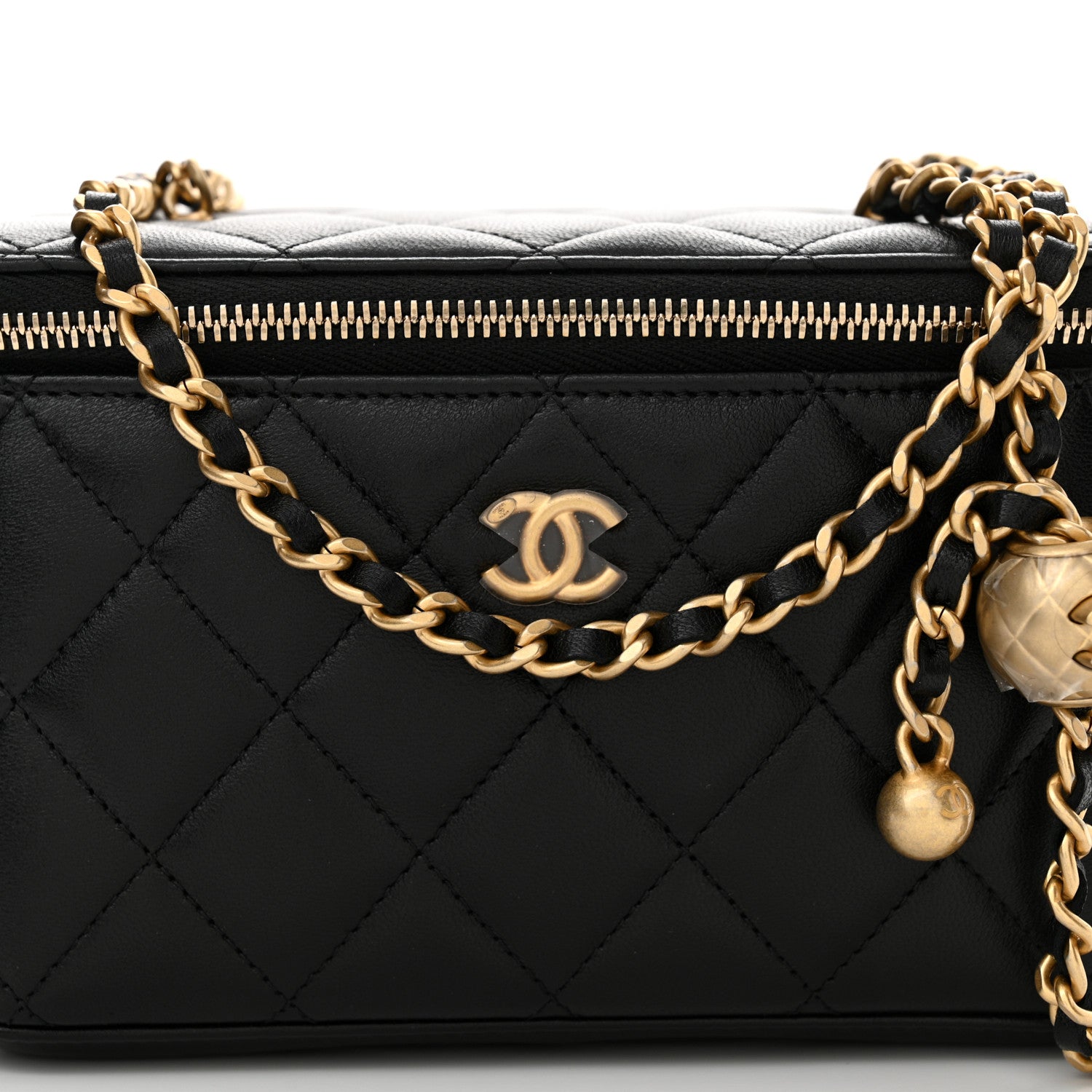 Chanel Lambskin Quilted Pearl Crush Small Vanity Case With Chain Black 8 of 11
