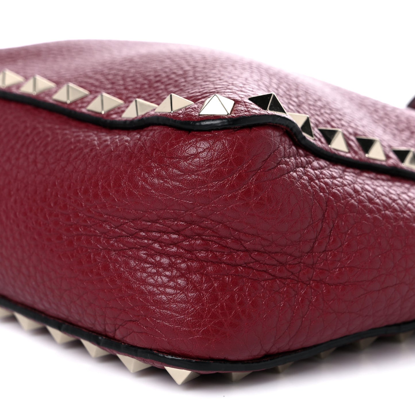 Pebbled Calfskin Mini Rockstud Flip-Lock Messenger Bag Rubino