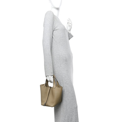 Hermes Taurillon Clemence Picotin Lock 18 PM Beige Marfa 2 of 9