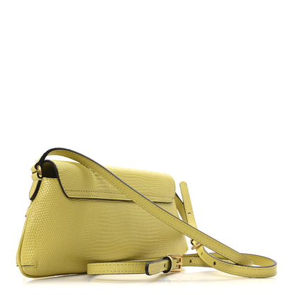 Jimmy Choo Lizard Embossed Diamond Shoulder Bag Yellow 3 of 10